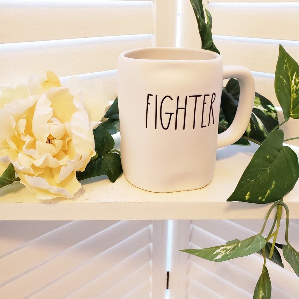 RAE DUNN 20 OZ CERAMIC MUG "FIGHTER"
